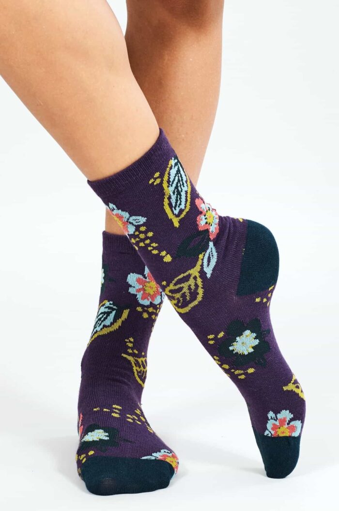 Nomads Dámske ponožky z bio bavlny Floral fialové