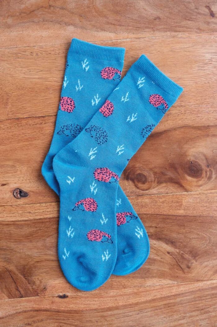 Nomads Dámske ponožky z bio bavlny Hedgehog modré