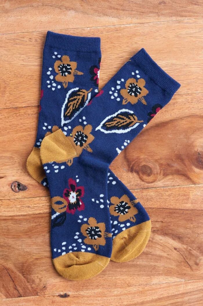 Nomads Dámske ponožky z bio bavlny Floral modré