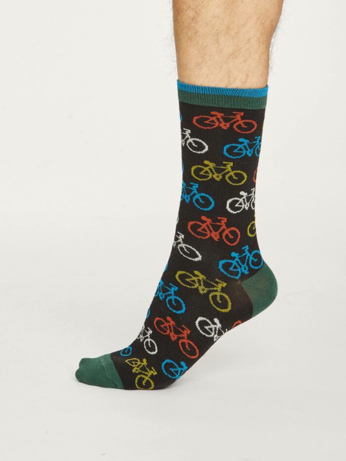 Thought Pánske bambusové ponožky Cycler černé