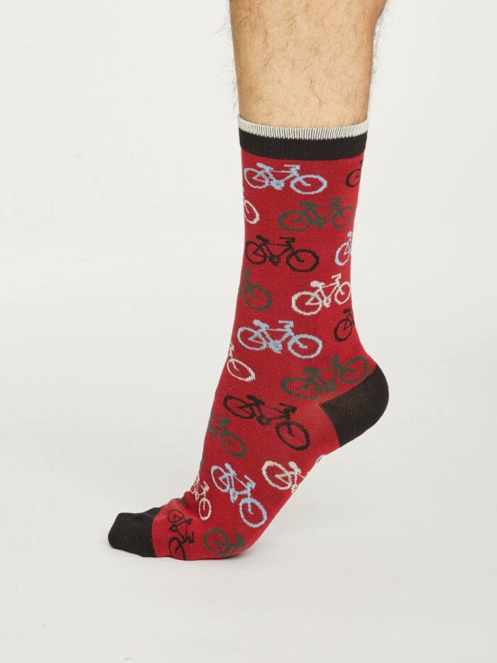 Thought Pánske bambusové ponožky Cycler červené