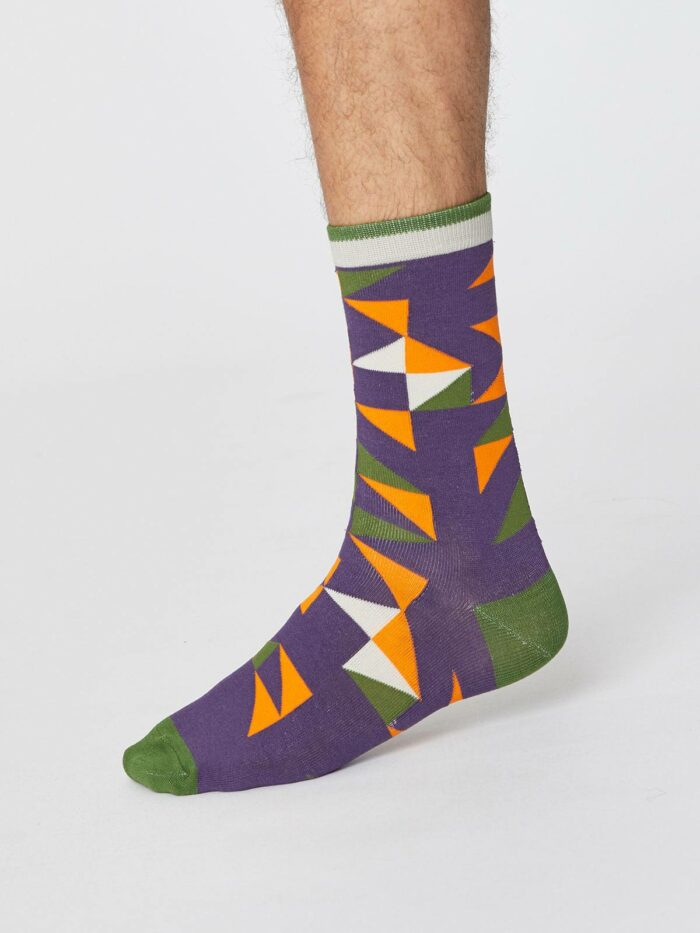 Thought Pánske bambusové ponožky Triangle fialové