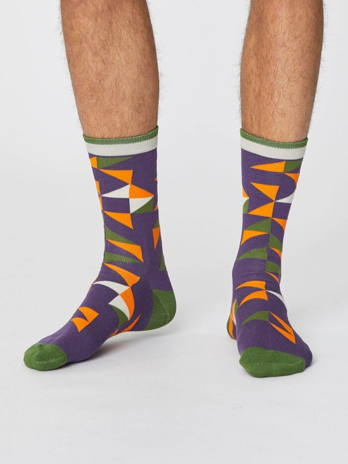 Thought Pánske bambusové ponožky Triangle fialové
