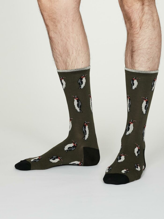 Thought Pánske bambusové ponožky Penguin šedé