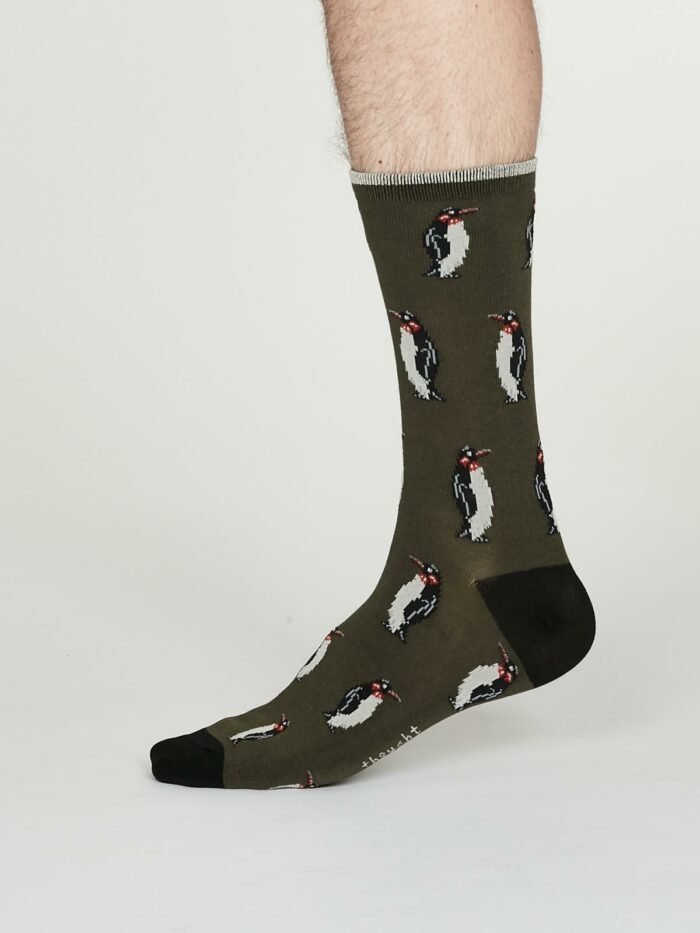 Thought Pánske bambusové ponožky Penguin šedé