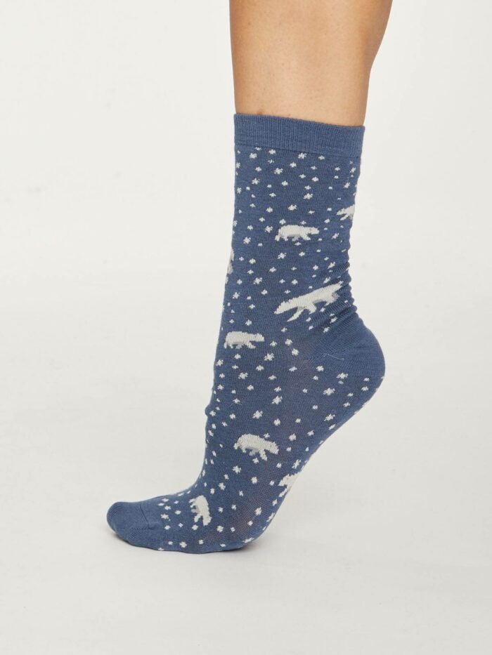 Thought Dámske bambusové ponožky Arctic Polar Bear modré