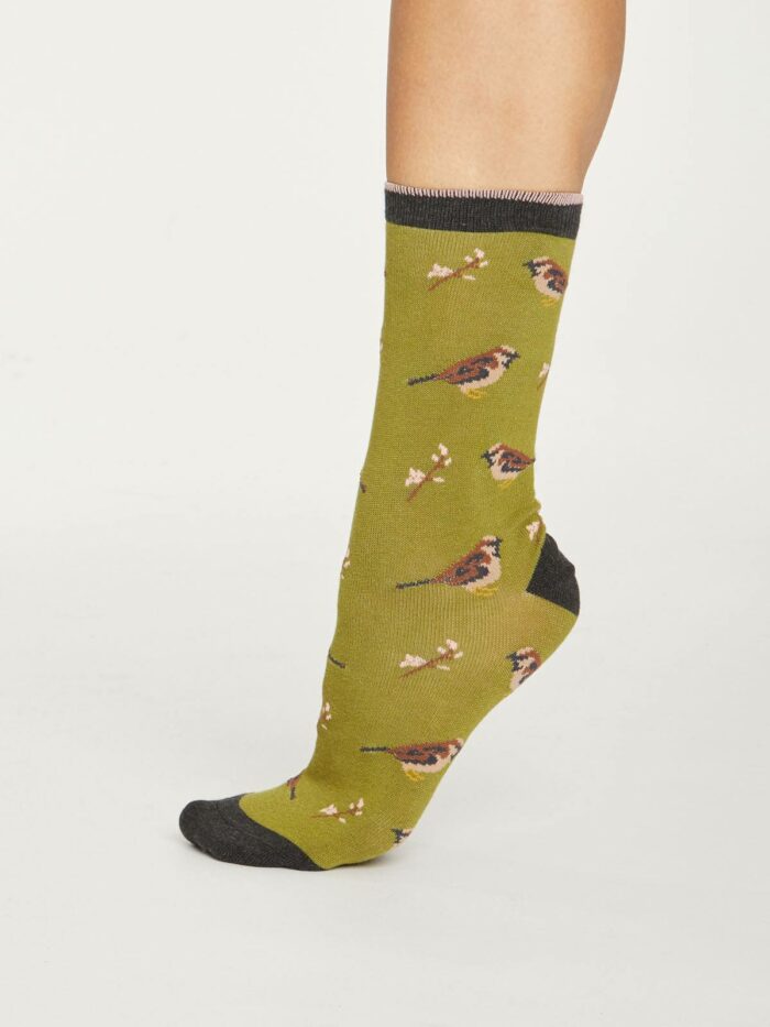 Thought Dámske bambusové ponožky British Birds zelené
