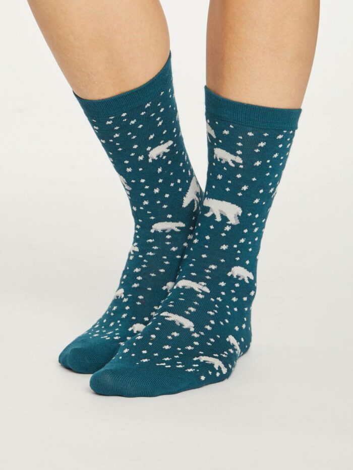 Thought Dámske bambusové ponožky Arctic Polar Bear modré