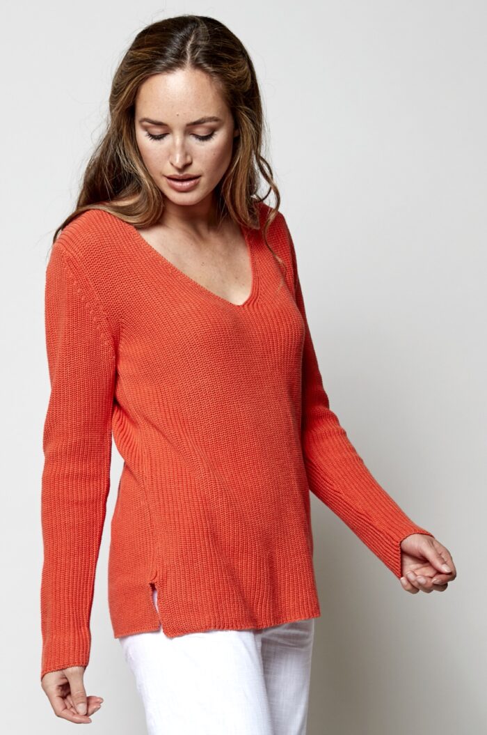 Nomads Rebrovaný sveter oranžový z bio bavlny