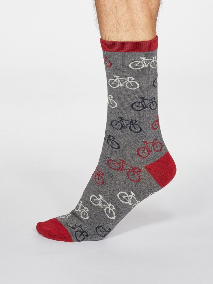 Thought Pánske bambusové ponožky Zachary Bicycle sivé