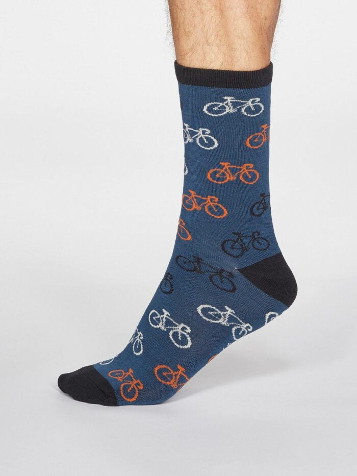 Thought Pánske bambusové ponožky Zachary Bicycle modré