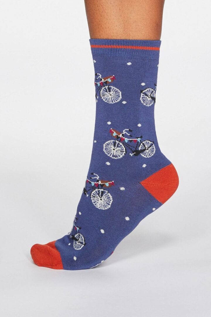 Thought Dámske bambusové ponožky Gladys Bicycle modré