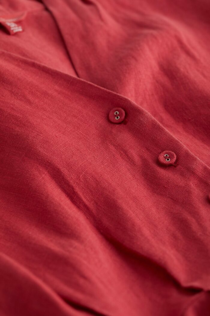 Seasalt Cornwall Ľanové košeľové šaty Herring Sky červené
