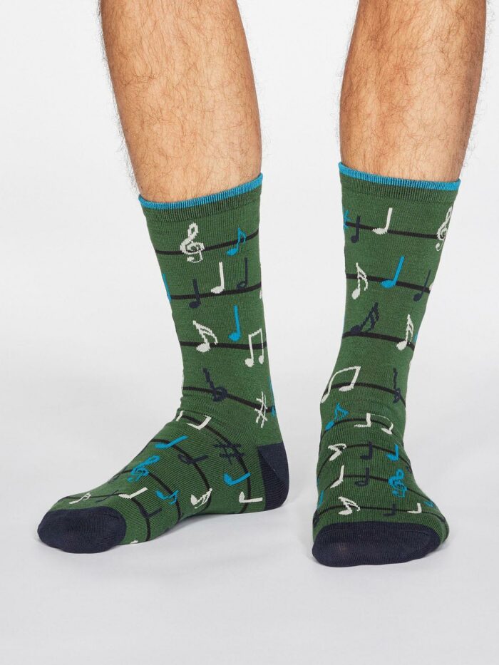 Thought Pánske bambusové ponožky Luis Music zelené