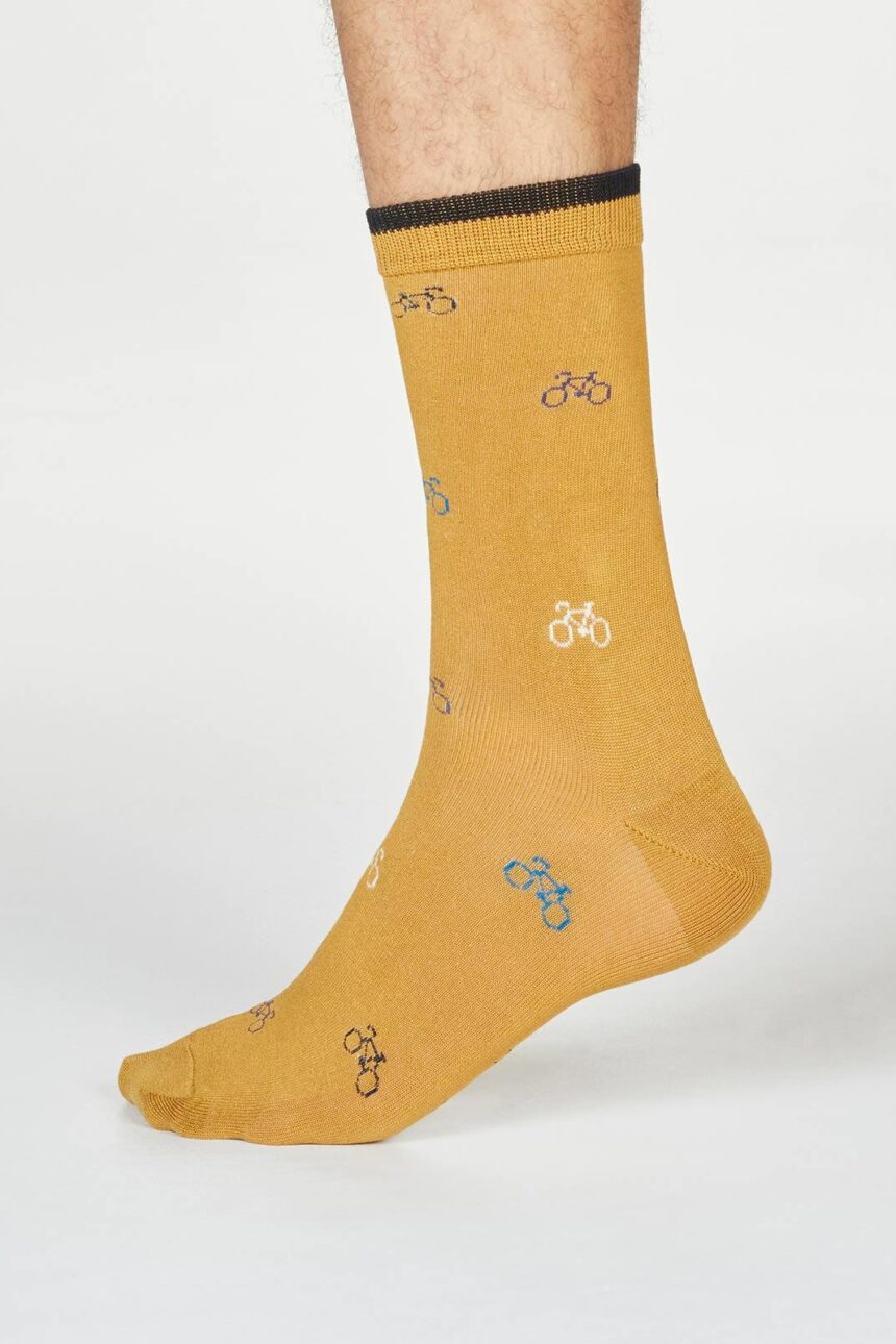 Thought Pánske bambusové ponožky Fergus Bicycle žlté