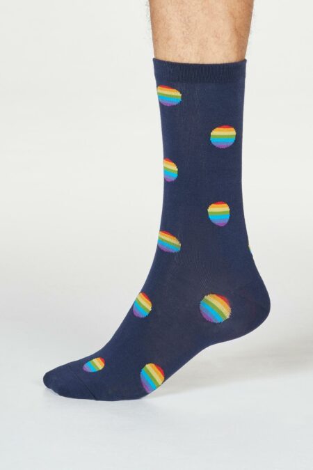 Thought Pánske bavlnené ponožky Rainbow Spot modré
