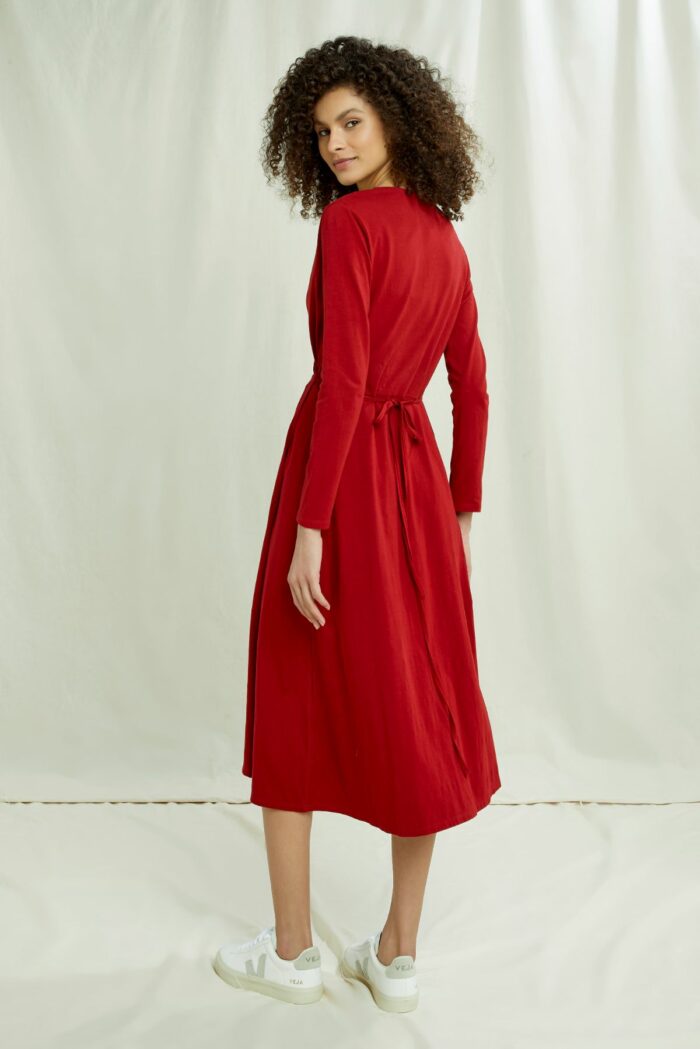 People Tree Šaty Mathilde červené z bio bavlny
