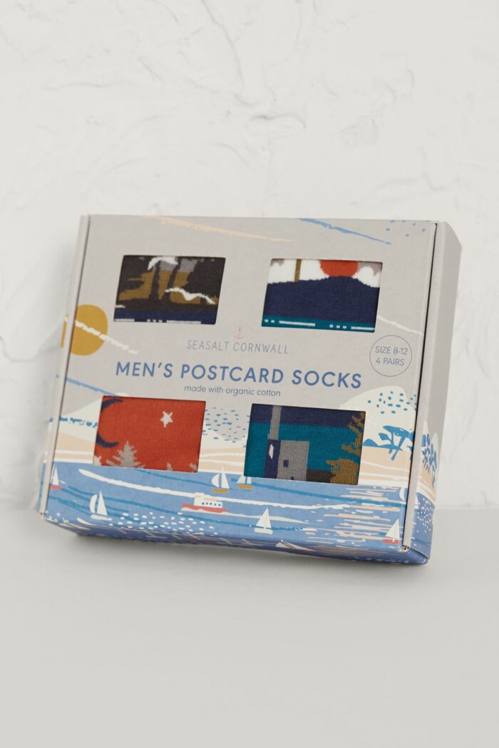 Seasalt Cornwall Darčekové balenie pánskych ponožiek Postcard Retreating Cliff