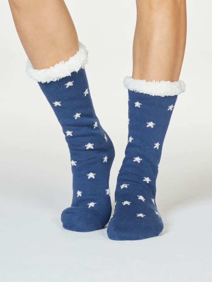 Thought Dámske huňaté ponožky Brittany modré