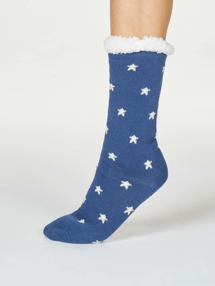Thought Dámske huňaté ponožky Brittany modré