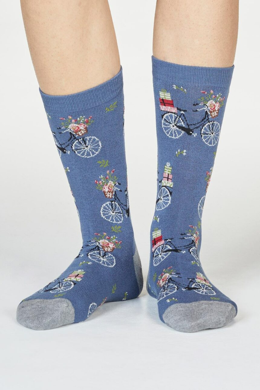 Thought Dámske bambusové ponožky Helen Bike modré