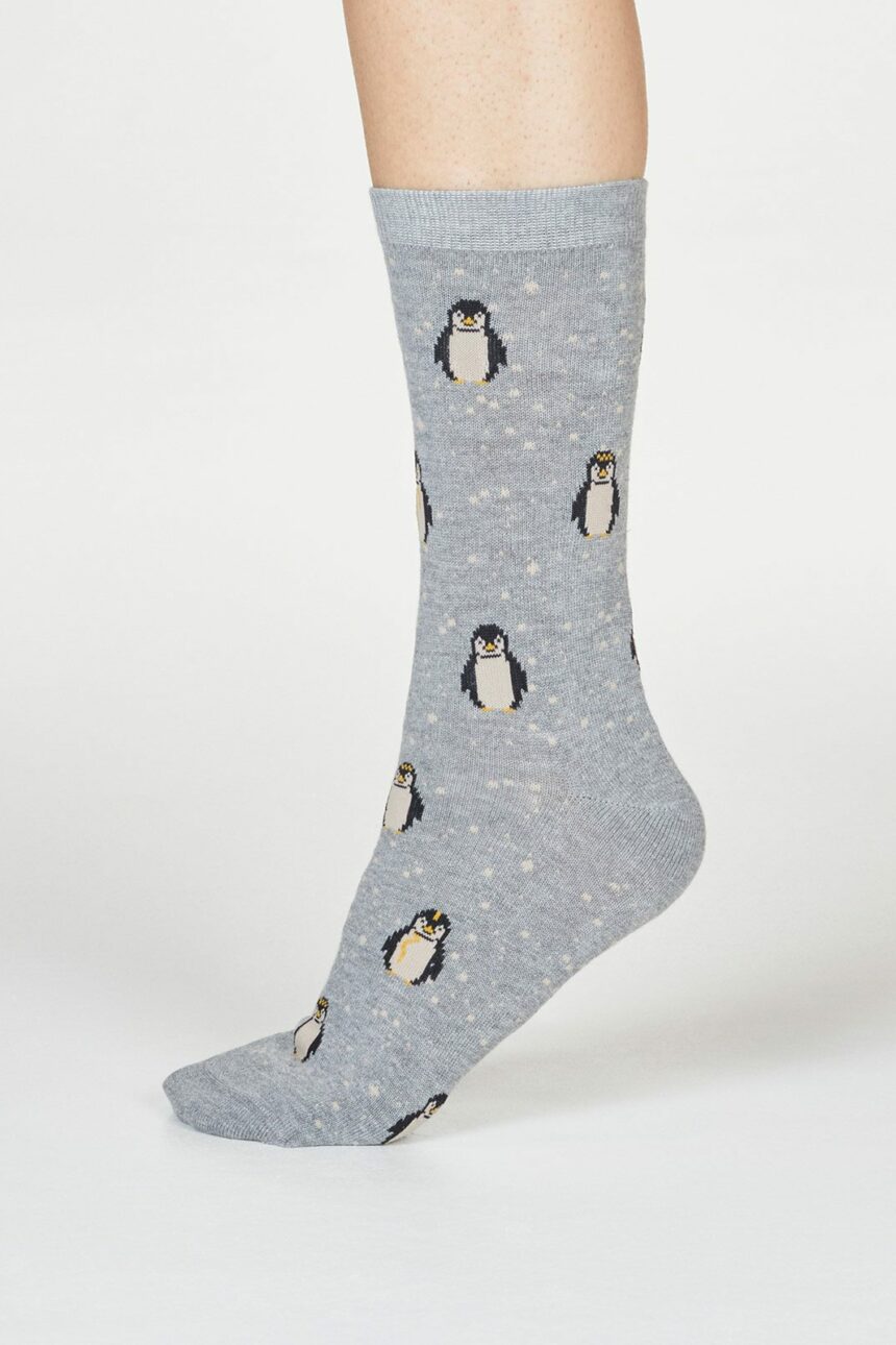 Thought Dámske bambusové ponožky Dona Penguin sv. sivé