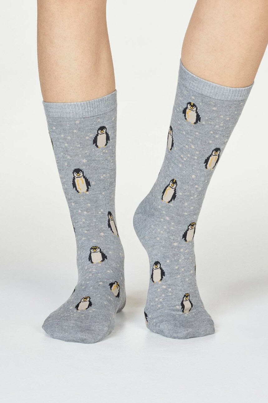 Thought Dámske bambusové ponožky Dona Penguin sv. sivé