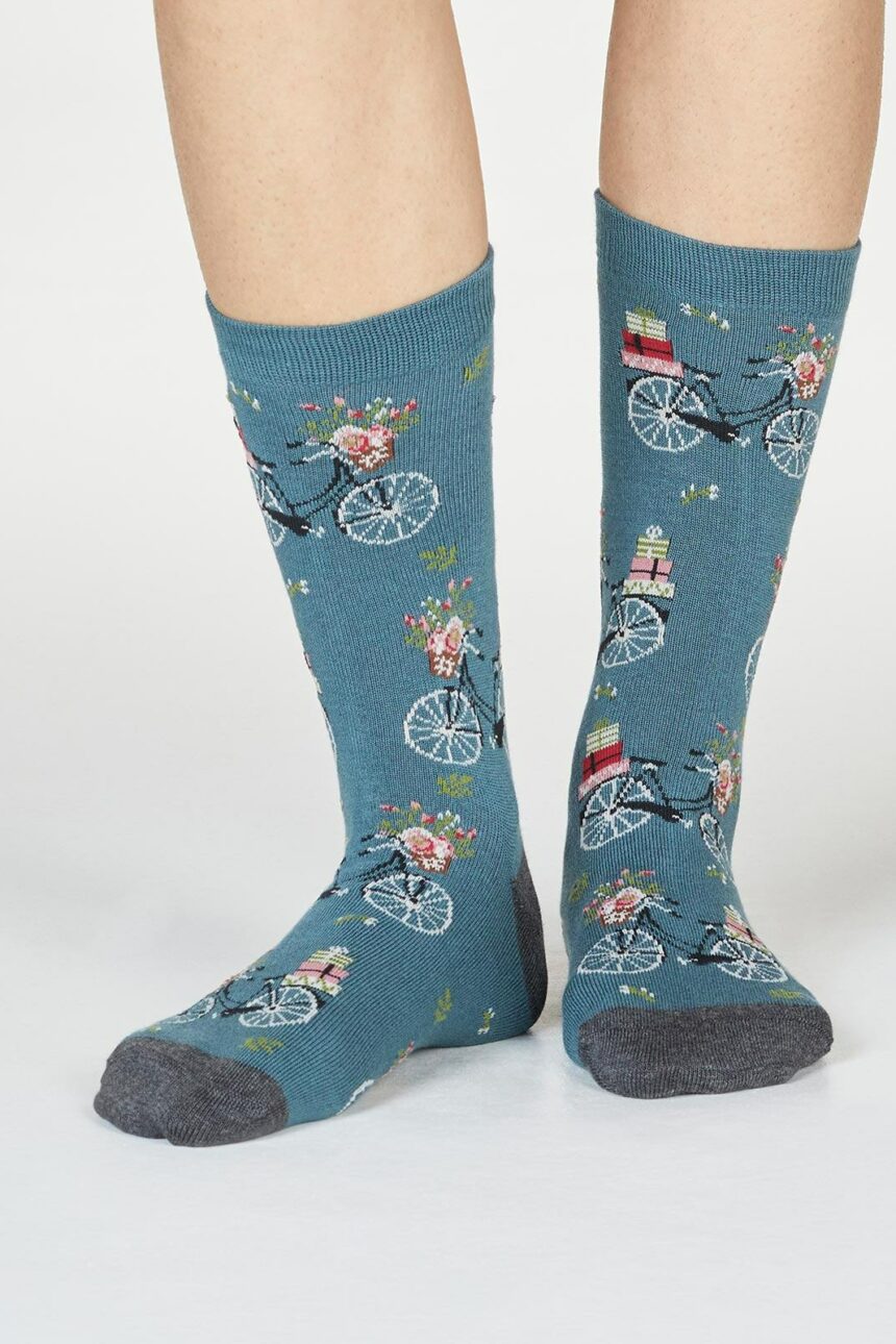 Thought Dámske bambusové ponožky Helen Bike zelené