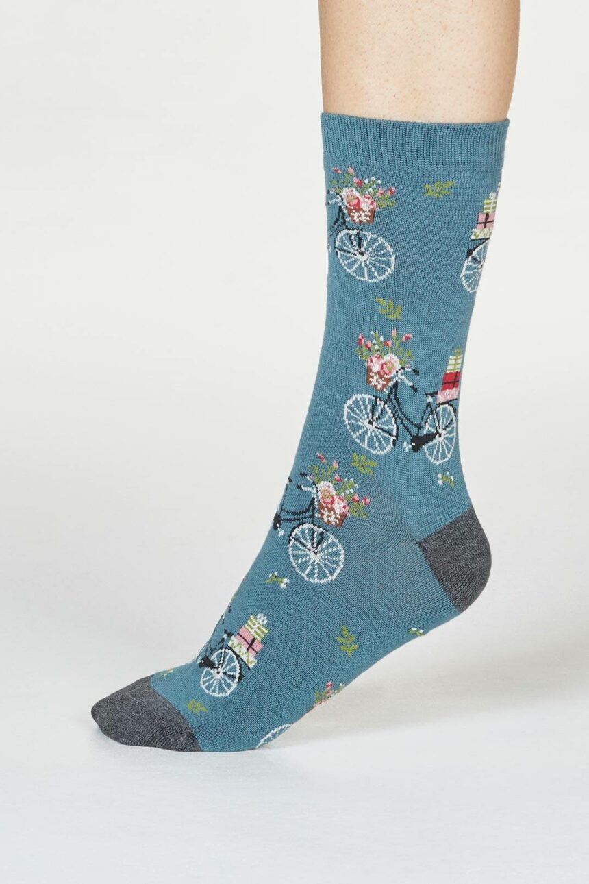 Thought Dámske bambusové ponožky Helen Bike zelené