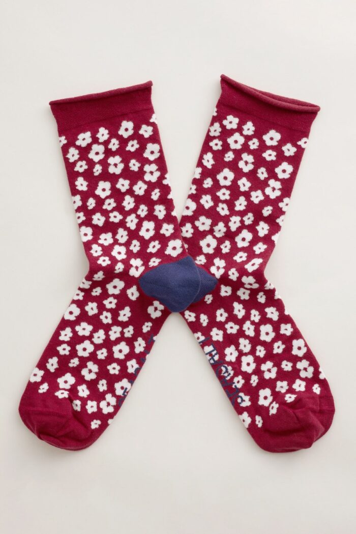 Seasalt Cornwall Dámske bavlnené ponožky Arty Five Farm Poppy