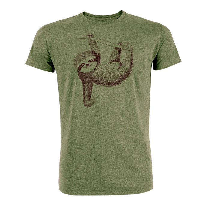 Greenbomb Tričko z bio bavlny Animal Sloth khaki