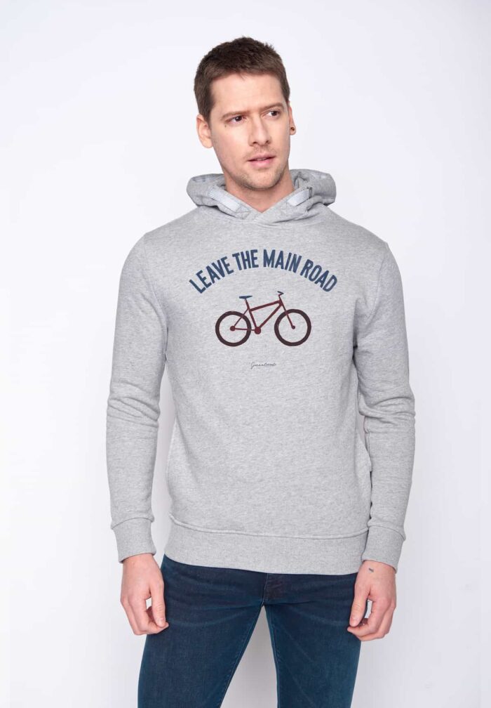 Greenbomb Mikina s kapucí Bike Leave Road šedá