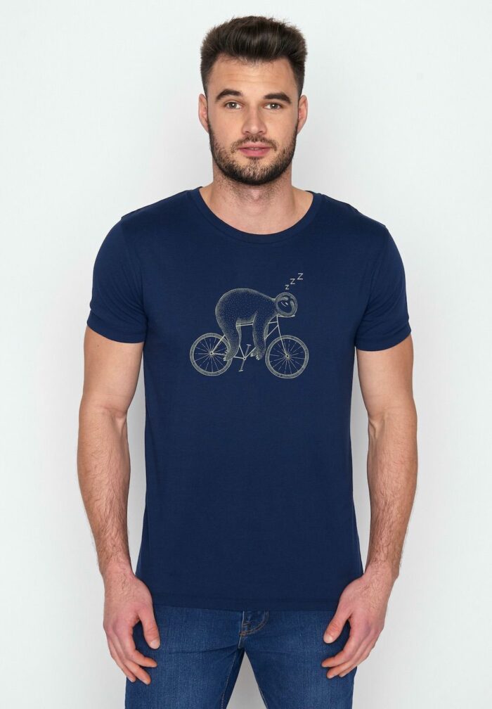 Greenbomb Tričko z bio bavlny Bike Sloth modré