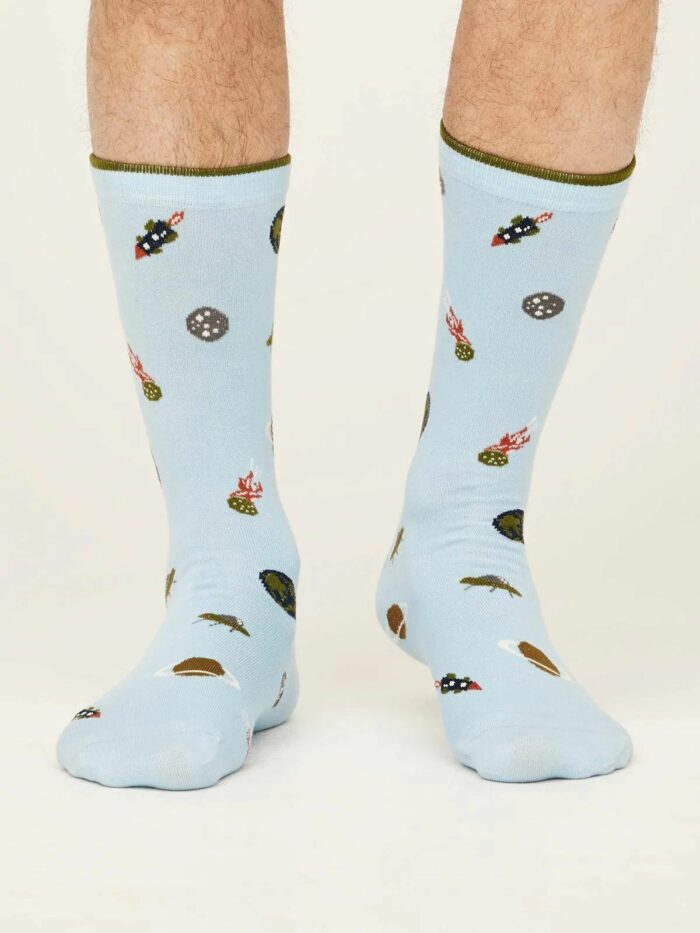 Thought SPM755 Pastel Blue Galactic GOTS Organic Cotton Socks in Blue 2