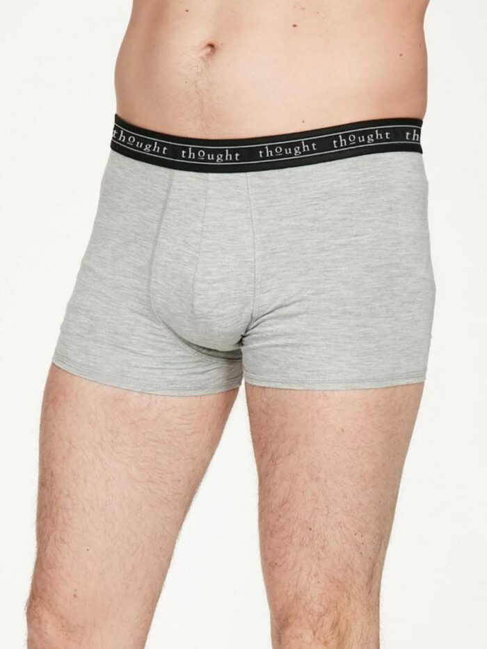 Thought mac grey marle arthur men s plain bamboo boxer in grey marle soft jersey