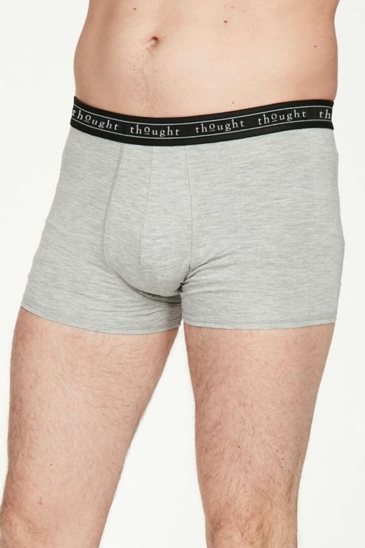 Thought mac grey marle arthur men s plain bamboo boxer in grey marle soft jersey