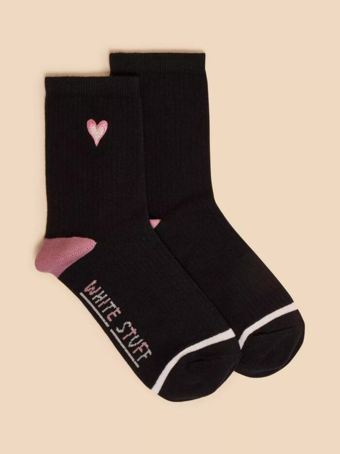 White Stuff ponožky emb heart black