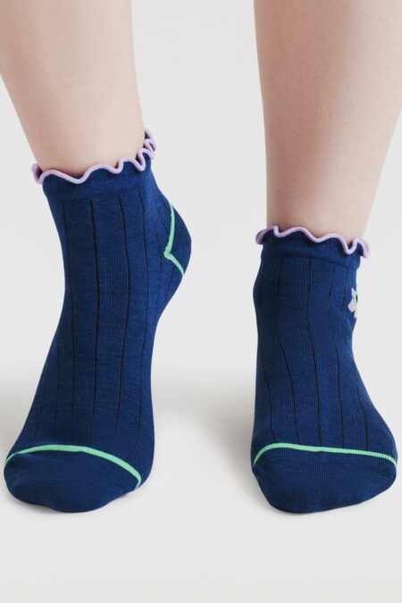 Thought kotníkové ponožky floral frill blue