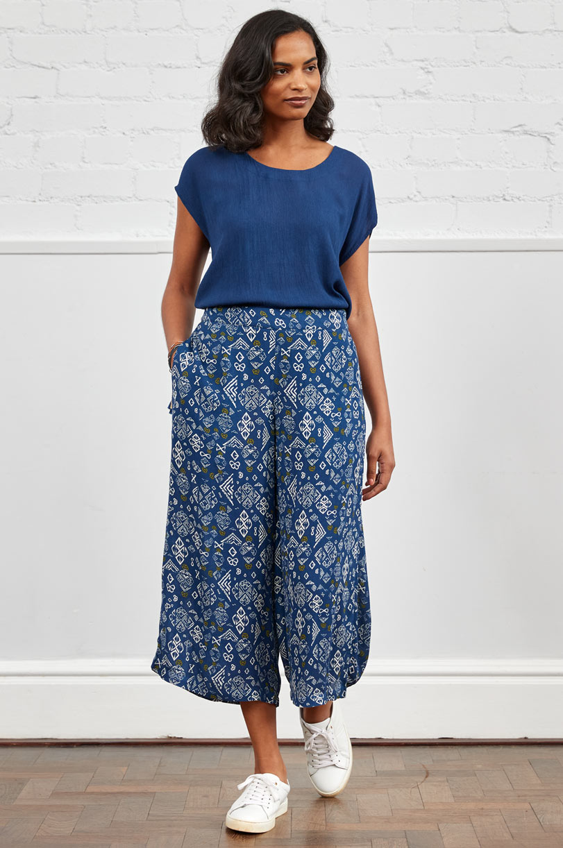 Nohavice Wide Indigo