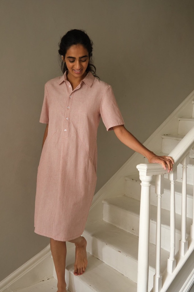 Košeľové šaty Alexa Stripe Rust - Green Butik