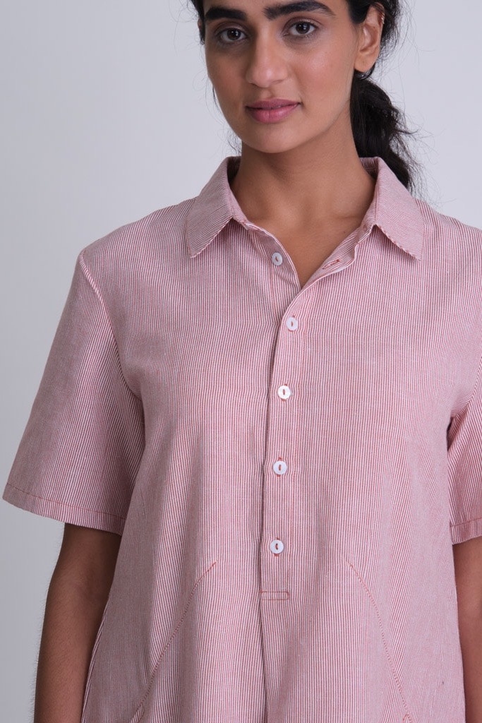 Košeľové šaty Alexa Stripe Rust - Green Butik